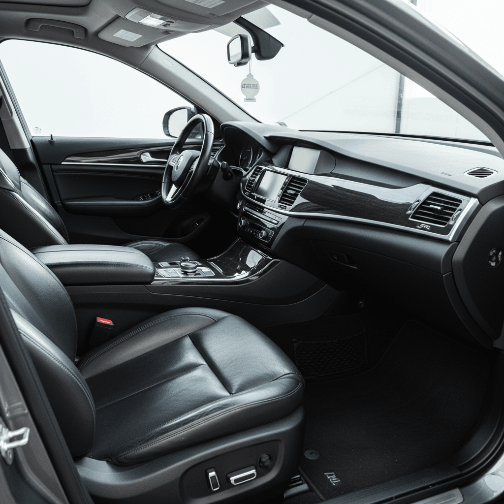 Interior detailing showing clean dashboard and upholstery