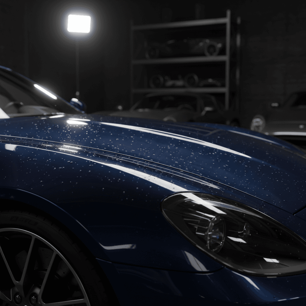 Freshly detailed luxury car with showroom-quality shine in bright natural light